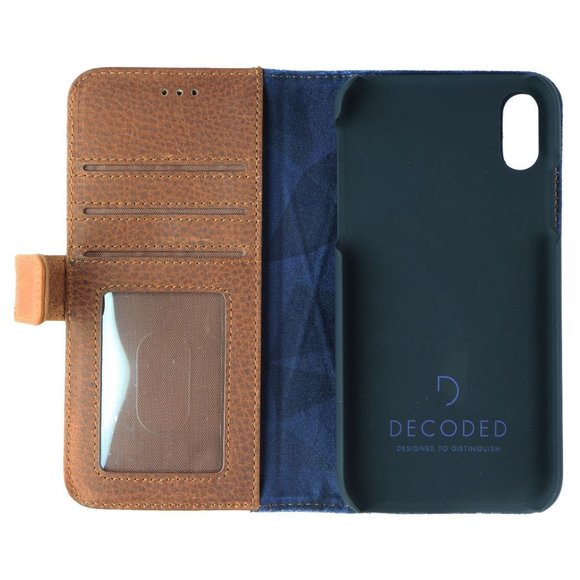DECODED Full Grain Leather Folio + Case for Apple iPhone XR - Cinnamon Brown - Picture 2 of 7